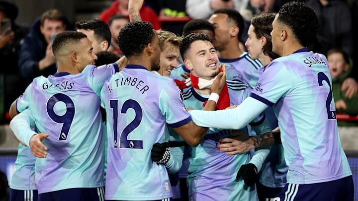 Gabriel Martinelli celebrated with the spirited away fans for his goal Gabriel Martinelli celebrated with the spirited away fans for his goal