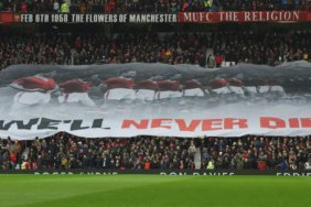 The Stretford End marking the anniversary of the Munich air disaster