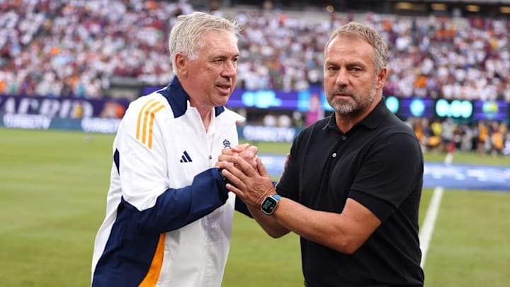 Carlo Ancelotti (left) and Hansi Flick have exchanged some pointed comments in recent days