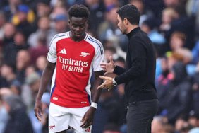 Bukayo Saka (left) is available for Arsenal once again