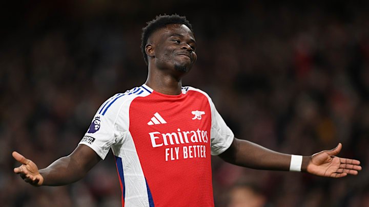 Bukayo Saka could only shrug after his perfect return