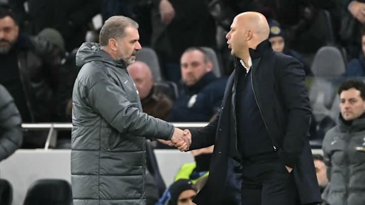 Ange Postecoglou (left) was unprovoked when he brought up Liverpool