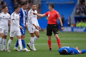 Kylian Mbappe (centre) was given his first red card in six years on Sunday